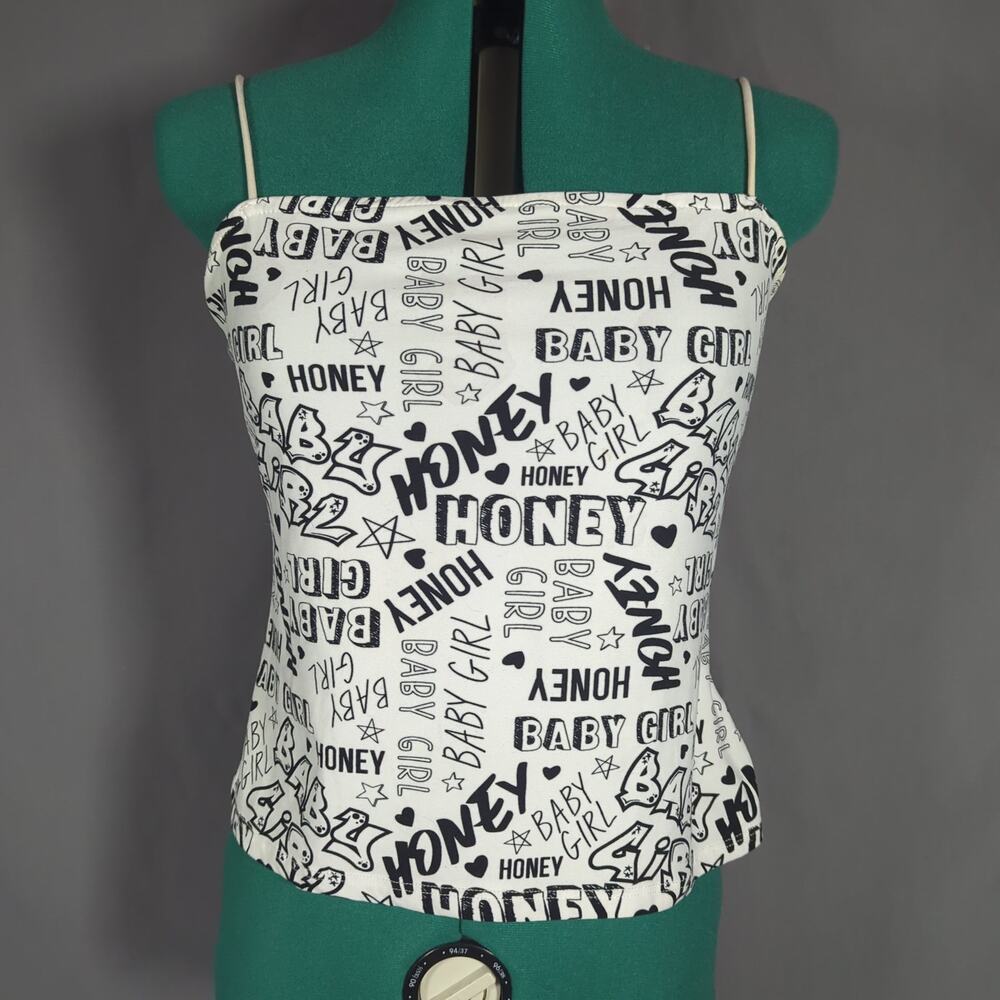 Orange Kiss Graphic Cami White Black Y2K Inspired Novelty Tank XL